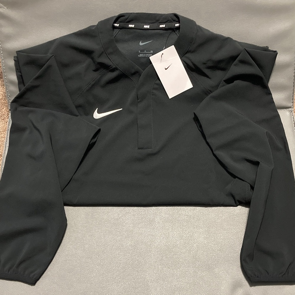 Nike Black Pullover with White Logo with snap front closure